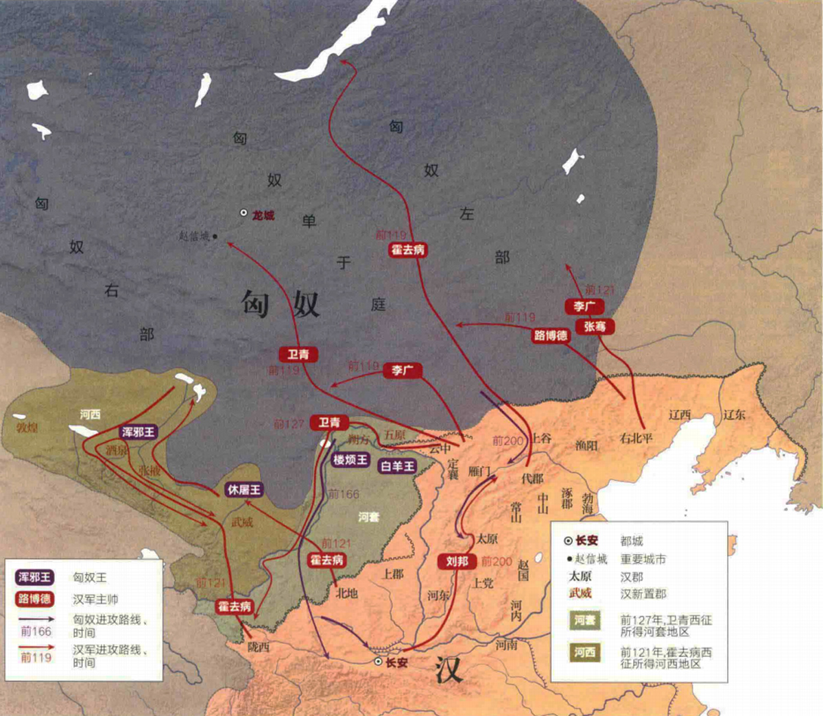 衛青對匈奴作戰示意圖